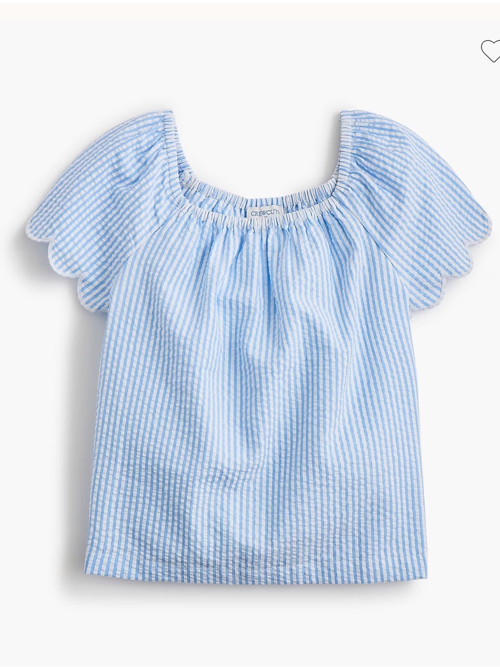 J crew classic seersucker Girls' scallop-sleeve seersucker top